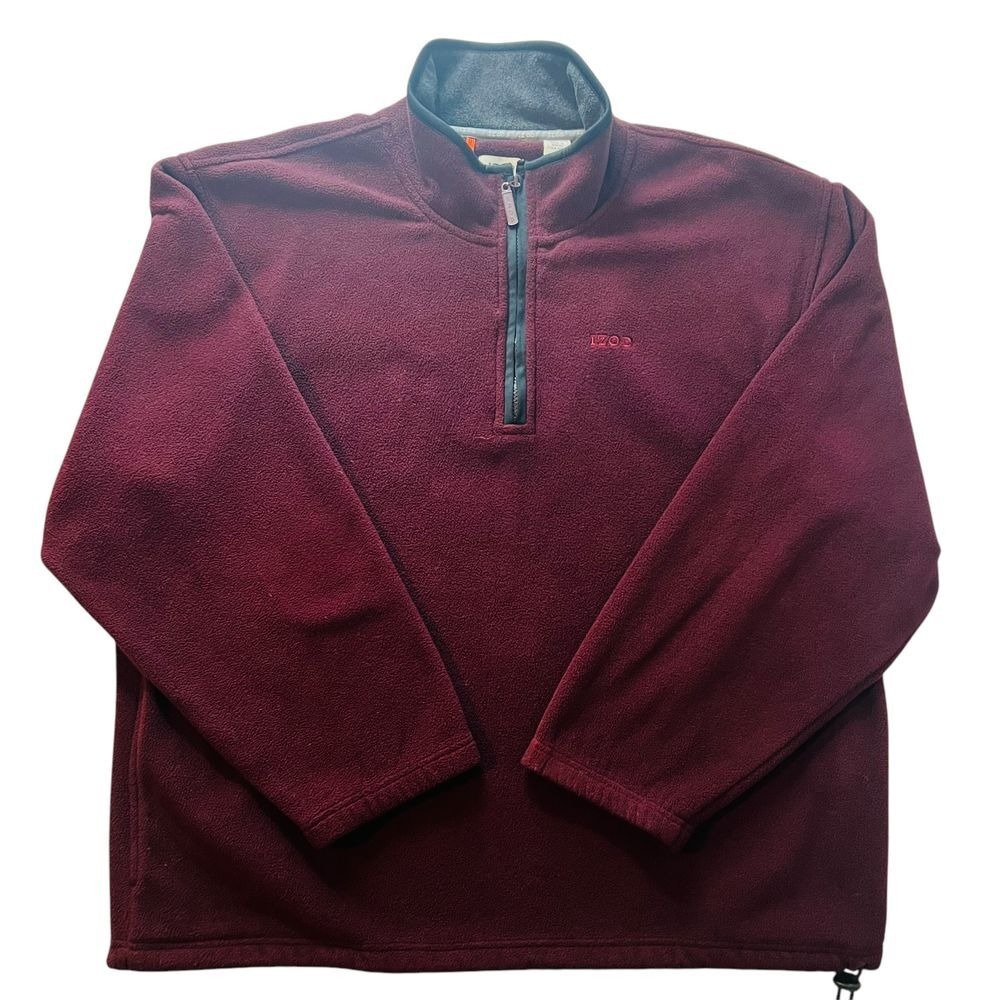 IZOD Quarter Zip Fleece Pullover Burgundy Men's‎ XXL Mock Neck Polyester Warm